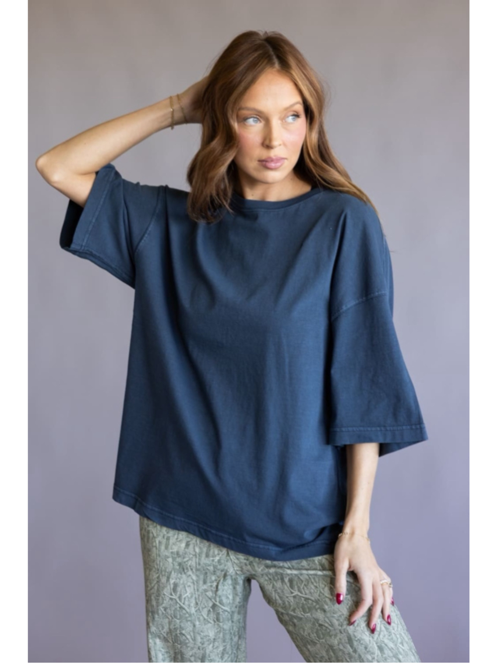 Free People We The Free Womens Perfect Oversized Tee Navy S Casual Cotton Comfy
